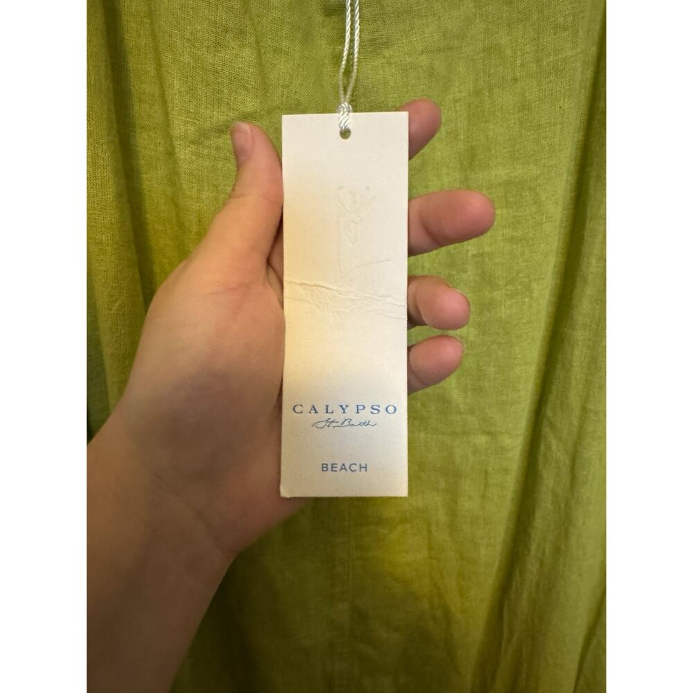 Calypso St. Barth Linen Blend Wide Leg Jumpsuit Lime Green M NWT - Picture 4 of 9